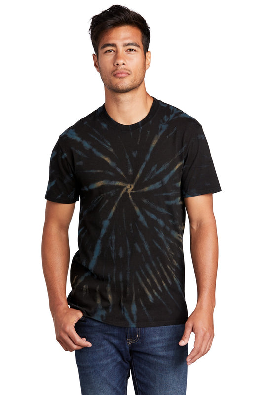 Port & Company Tie-Dye Tee. PC147 Black Galaxy Spiral