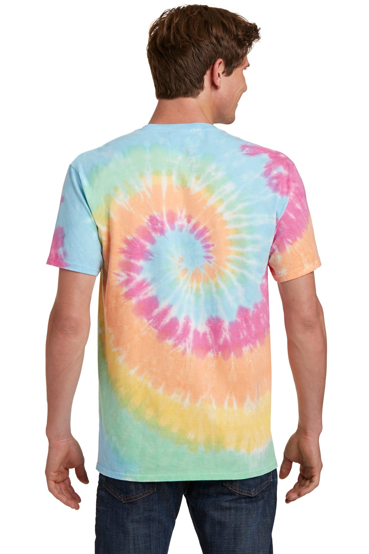 Port & Company Tie-Dye Tee. PC147 Pastel Rainbow