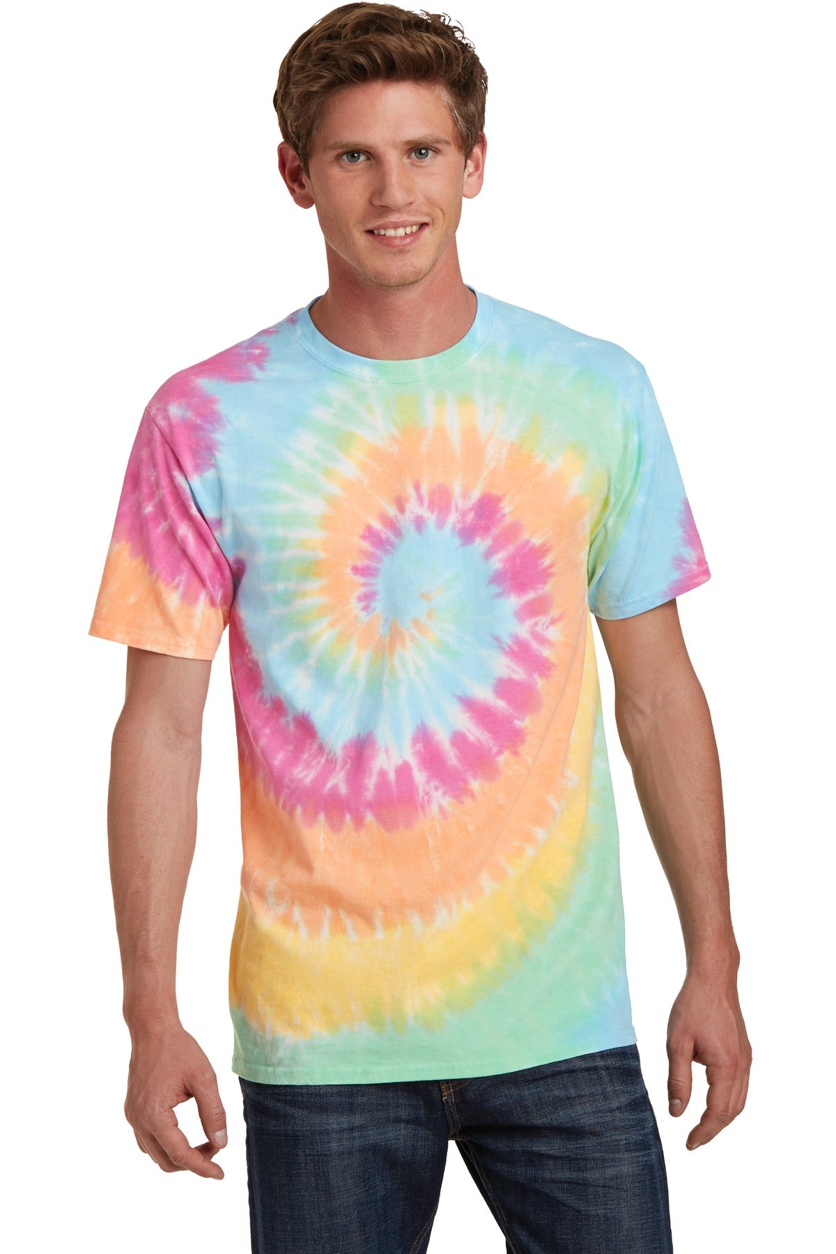 Port & Company Tie-Dye Tee. PC147 Pastel Rainbow
