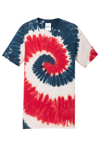 Port & Company Tie-Dye Tee. PC147 USA Rainbow