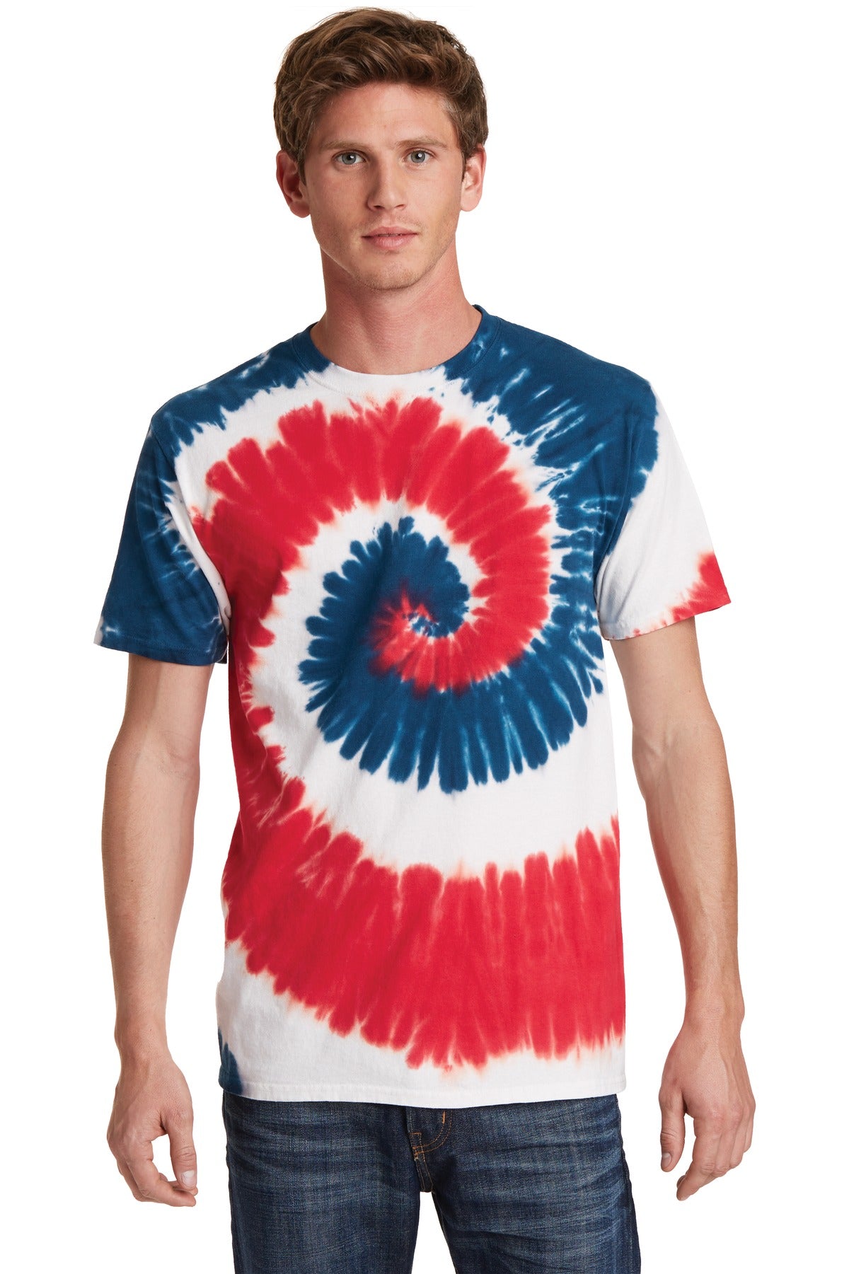 Port & Company Tie-Dye Tee. PC147 USA Rainbow