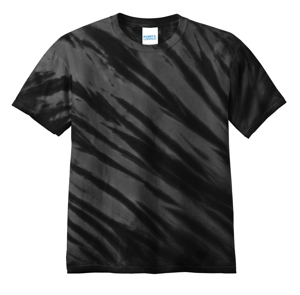 Port & Company Tiger Stripe Tie-Dye Tee. PC148 Black
