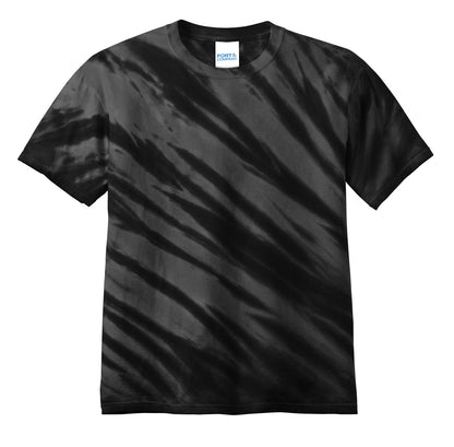Port & Company Tiger Stripe Tie-Dye Tee. PC148 Black