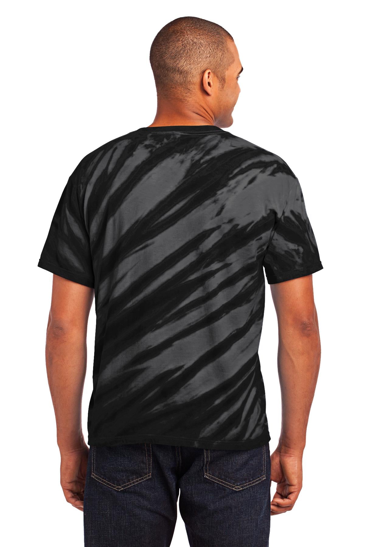 Port & Company Tiger Stripe Tie-Dye Tee. PC148 Black