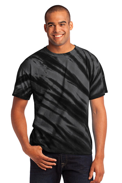 Port & Company Tiger Stripe Tie-Dye Tee. PC148 Black