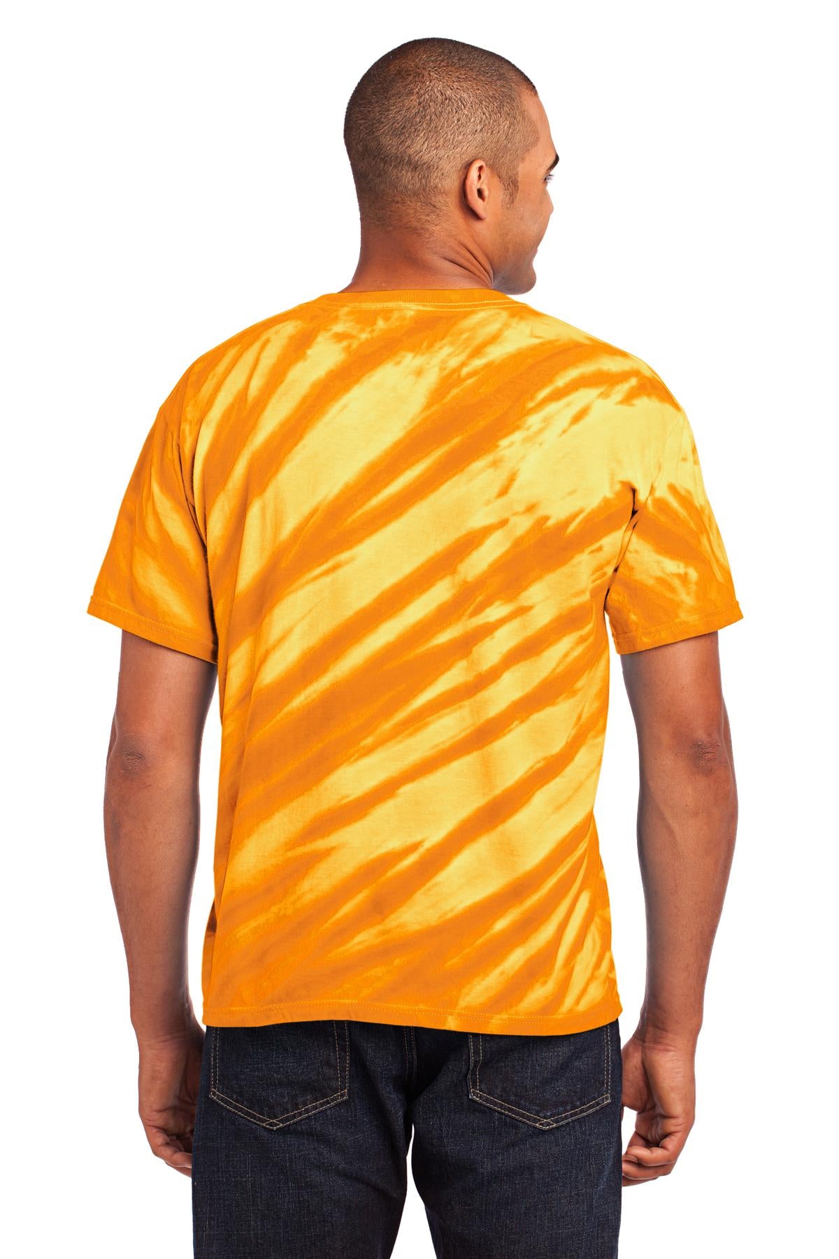Port & Company Tiger Stripe Tie-Dye Tee. PC148 Gold