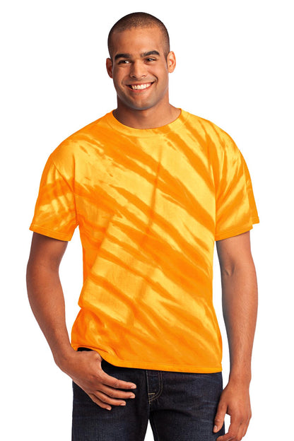 Port & Company Tiger Stripe Tie-Dye Tee. PC148 Gold