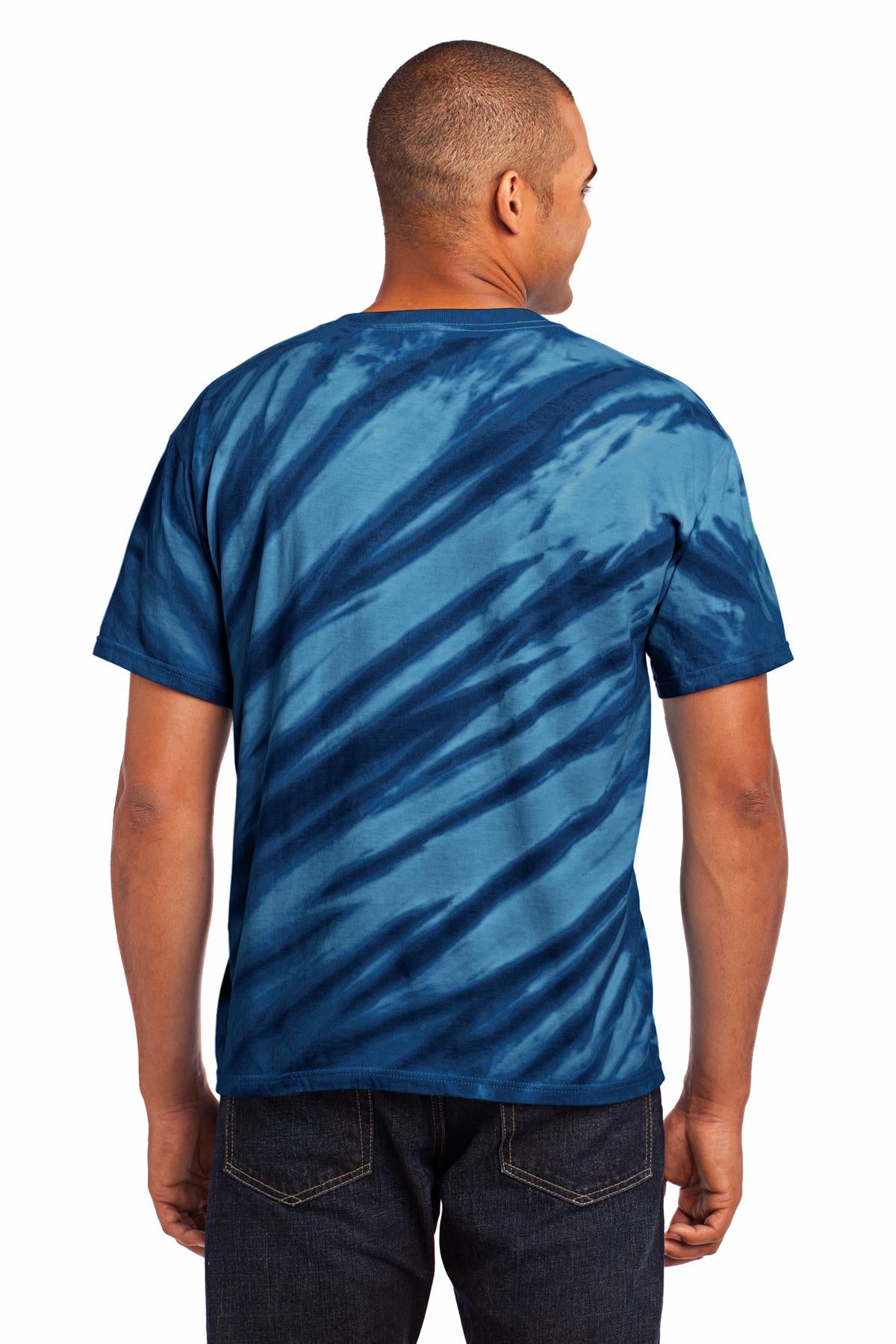 Port & Company Tiger Stripe Tie-Dye Tee. PC148 Navy