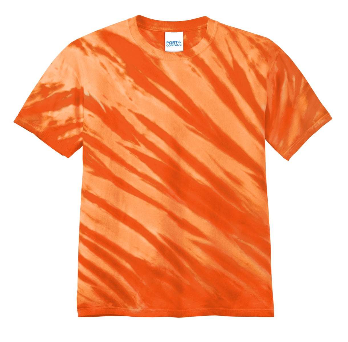 Port & Company Tiger Stripe Tie-Dye Tee. PC148 Orange