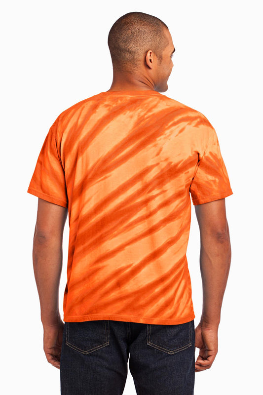 Port & Company Tiger Stripe Tie-Dye Tee. PC148 Orange