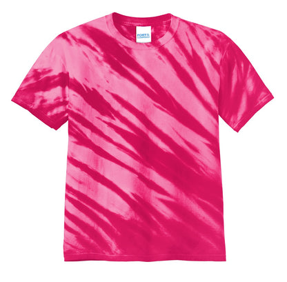 Port & Company Tiger Stripe Tie-Dye Tee. PC148 Pink