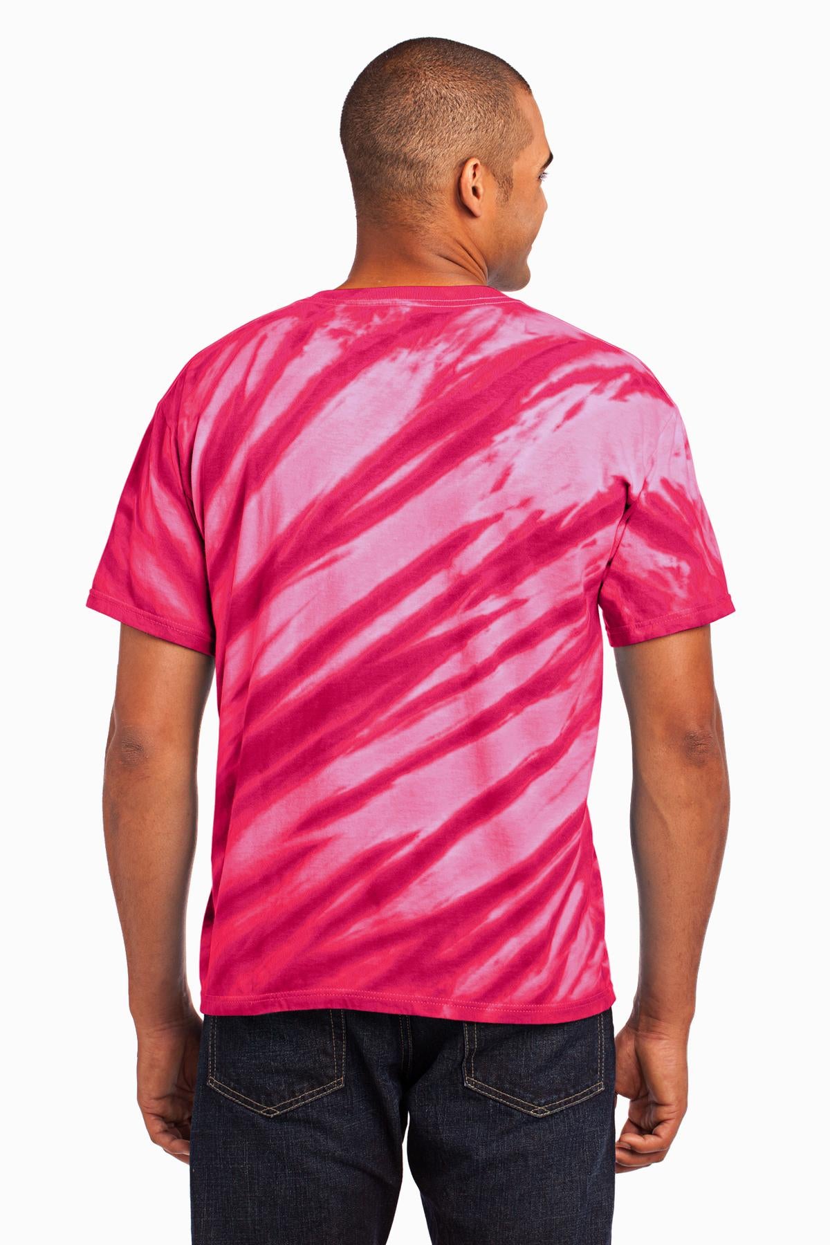 Port & Company Tiger Stripe Tie-Dye Tee. PC148 Pink