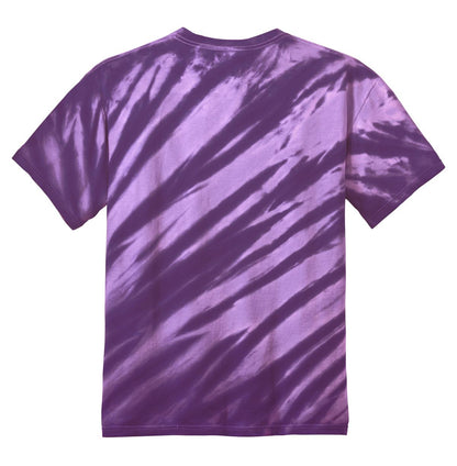 Port & Company Tiger Stripe Tie-Dye Tee. PC148 Purple