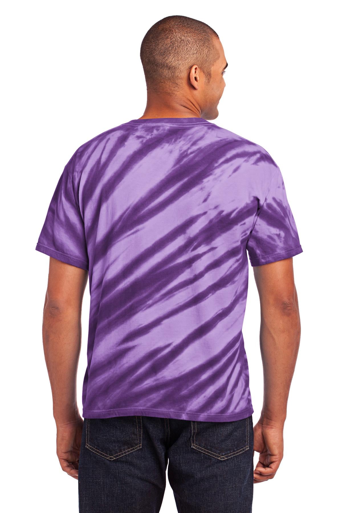 Port & Company Tiger Stripe Tie-Dye Tee. PC148 Purple