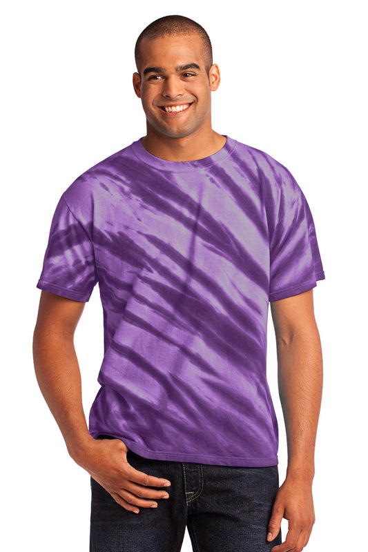 Port & Company Tiger Stripe Tie-Dye Tee. PC148 Purple