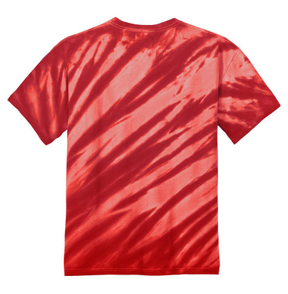 Port & Company Tiger Stripe Tie-Dye Tee. PC148 Red