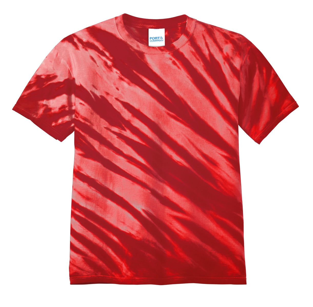 Port & Company Tiger Stripe Tie-Dye Tee. PC148 Red