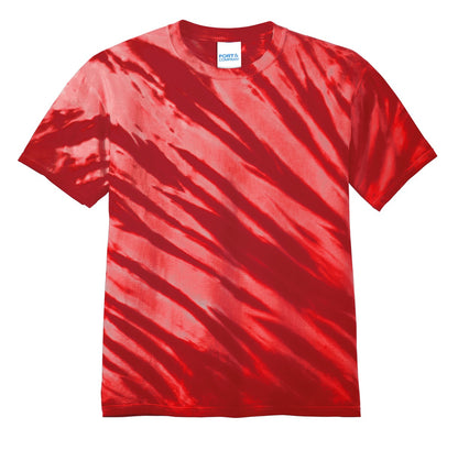 Port & Company Tiger Stripe Tie-Dye Tee. PC148 Red
