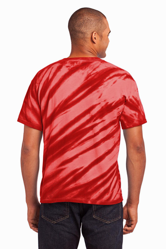 Port & Company Tiger Stripe Tie-Dye Tee. PC148 Red