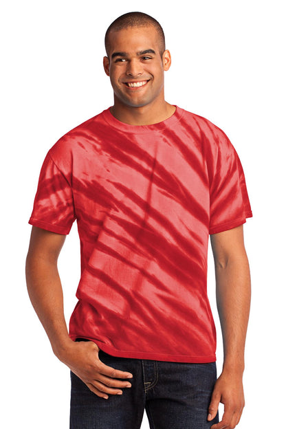 Port & Company Tiger Stripe Tie-Dye Tee. PC148 Red