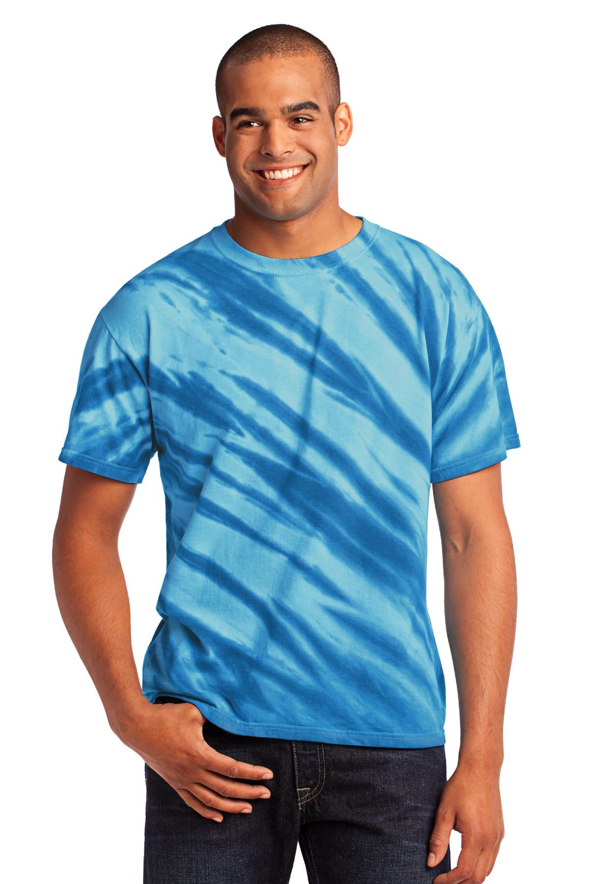 Port & Company Tiger Stripe Tie-Dye Tee. PC148 Royal