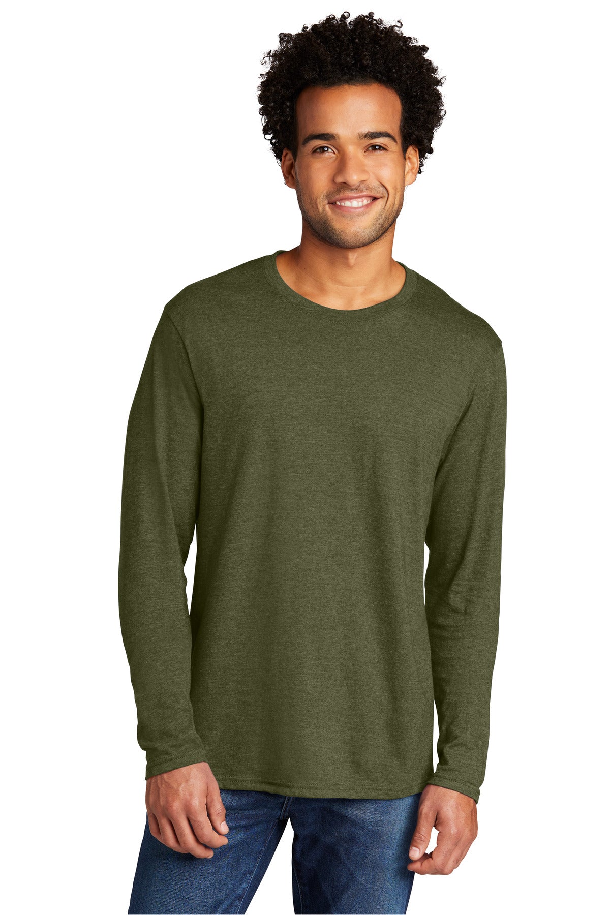 Port & Company Tri-Blend Long Sleeve Tee. PC330LS Military Green Heather