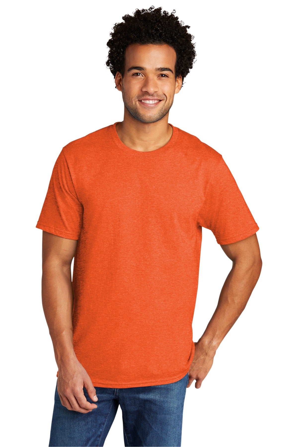 Port & Company Tri-Blend Tee. PC330 Deep Orange Heather