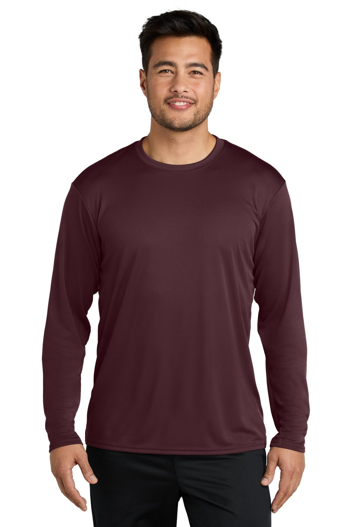 Port & Company  Long Sleeve Performance Tee. PC380LS Athletic Maroon