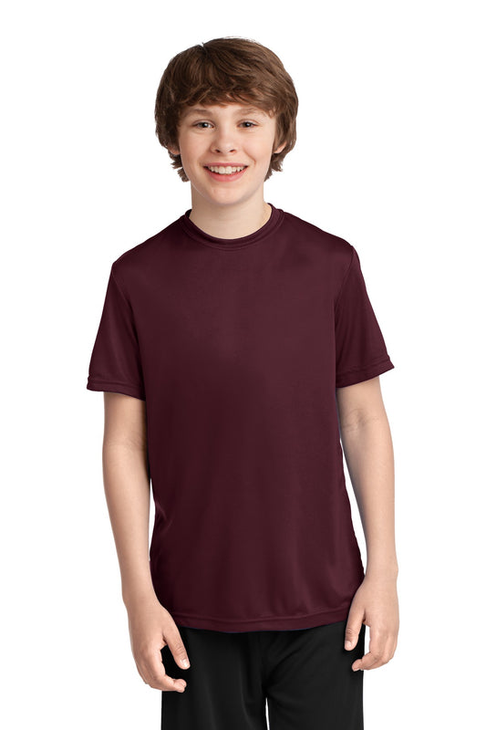 Port & Company Youth Performance Tee. PC380Y Athletic Maroon