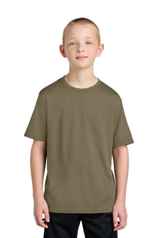 Port & Company Youth Performance Tee. PC380Y Coyote Brown