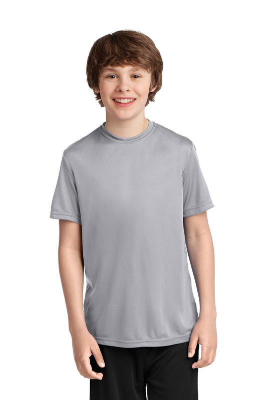 Port & Company Youth Performance Tee. PC380Y Silver