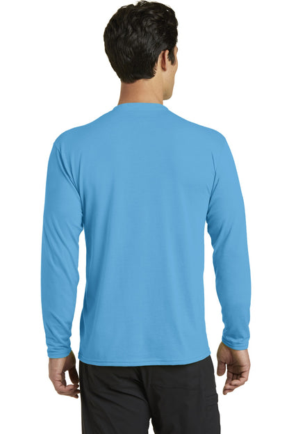 Port & Company Long Sleeve Performance Blend Tee. PC381LS Aquatic Blue