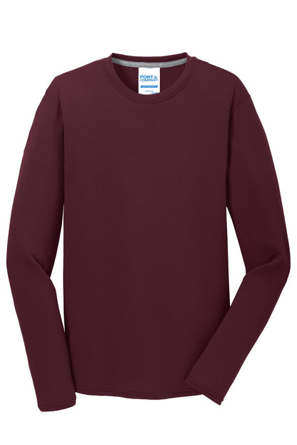 Port & Company Long Sleeve Performance Blend Tee. PC381LS Athletic Maroon