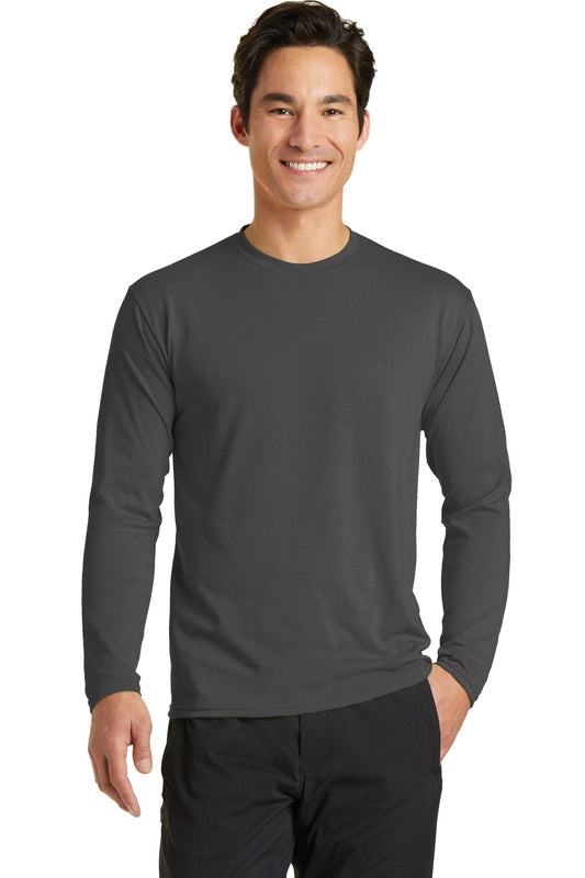 Port & Company Long Sleeve Performance Blend Tee. PC381LS Charcoal