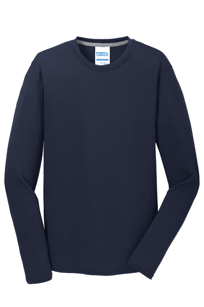 Port & Company Long Sleeve Performance Blend Tee. PC381LS Deep Navy