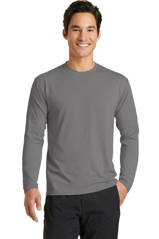 Port & Company Long Sleeve Performance Blend Tee. PC381LS Medium Grey