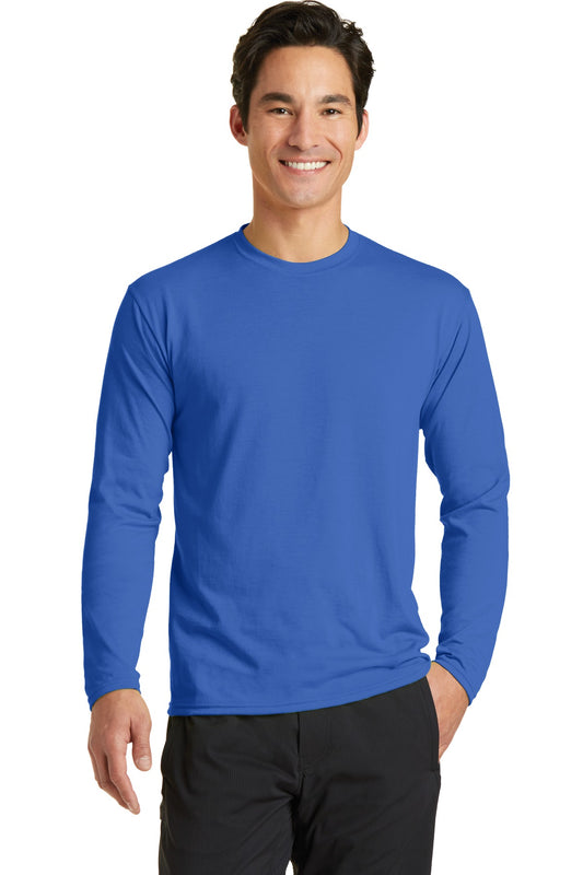 Port & Company Long Sleeve Performance Blend Tee. PC381LS True Royal