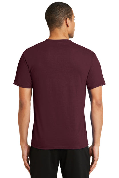 Port & Company Performance Blend Tee. PC381 Athletic Maroon