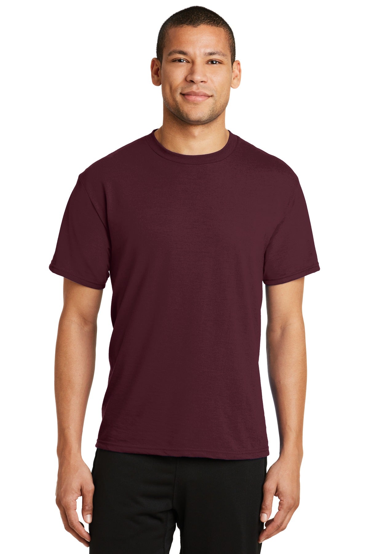 Port & Company Performance Blend Tee. PC381 Athletic Maroon
