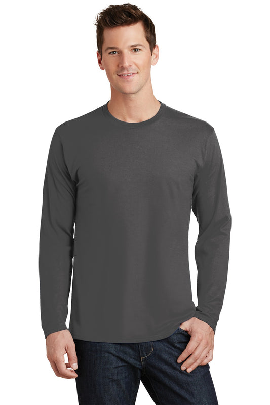 Port & Company Long Sleeve Fan Favorite Tee. PC450LS Charcoal