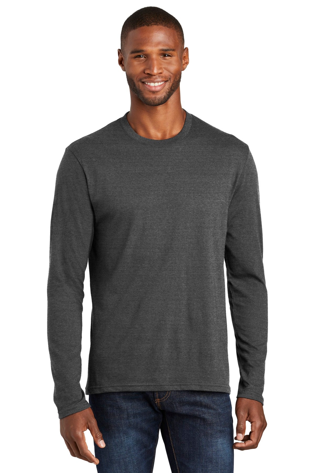 Port & Company  Long Sleeve Fan Favorite  Blend Tee. PC455LS Black Heather