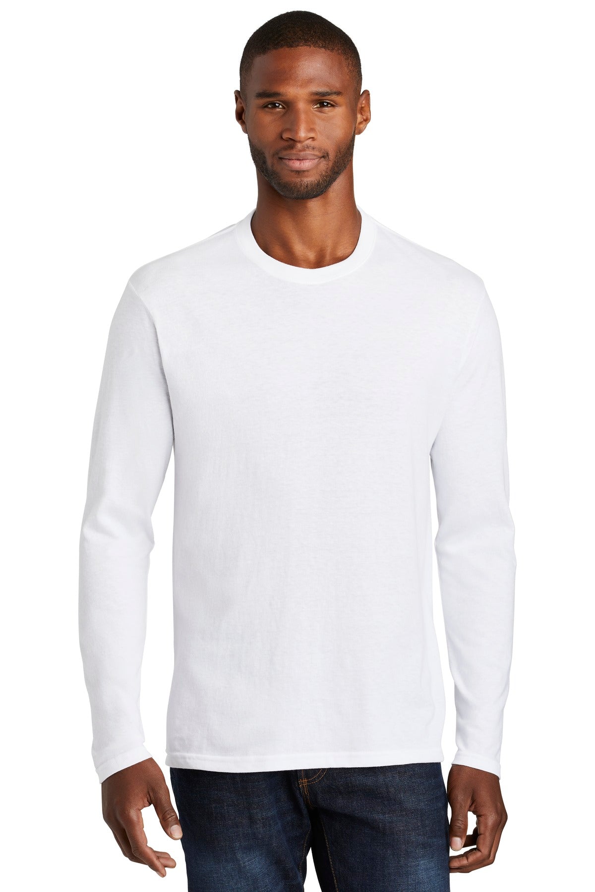 Port & Company  Long Sleeve Fan Favorite  Blend Tee. PC455LS White