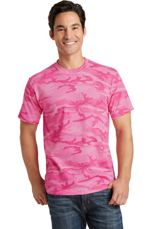 Port & Company Core Cotton Camo Tee.  PC54C Pink Camo