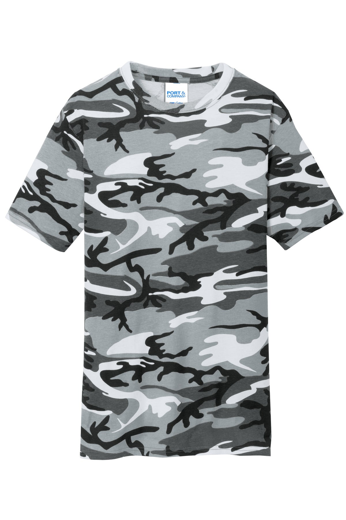 Port & Company Core Cotton Camo Tee.  PC54C Winter Camo