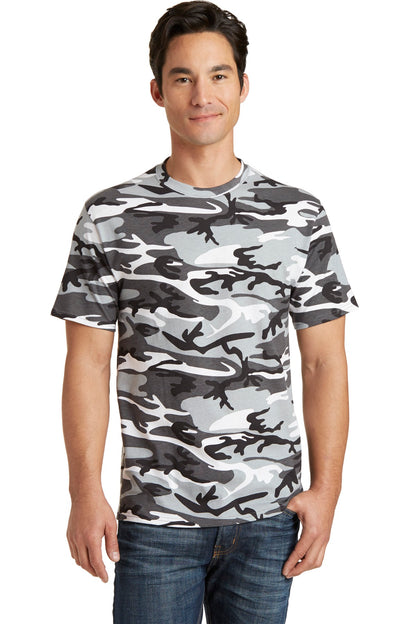 Port & Company Core Cotton Camo Tee.  PC54C Winter Camo