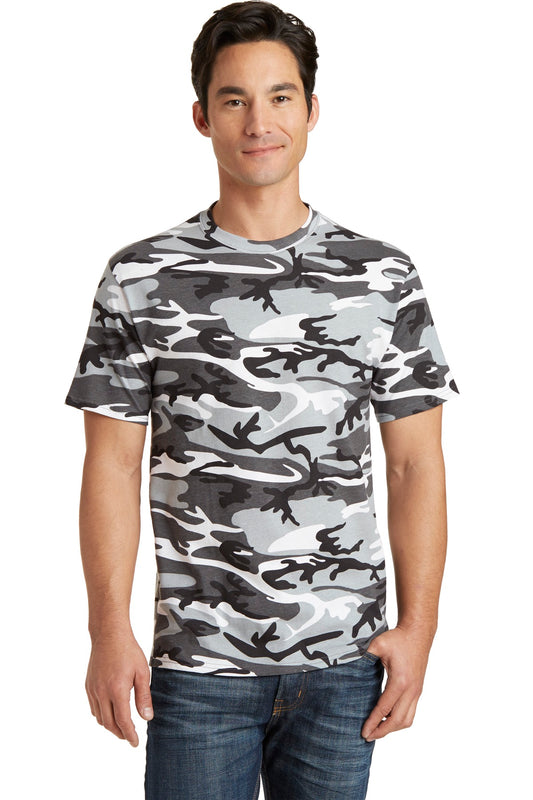 Port & Company Core Cotton Camo Tee.  PC54C Winter Camo