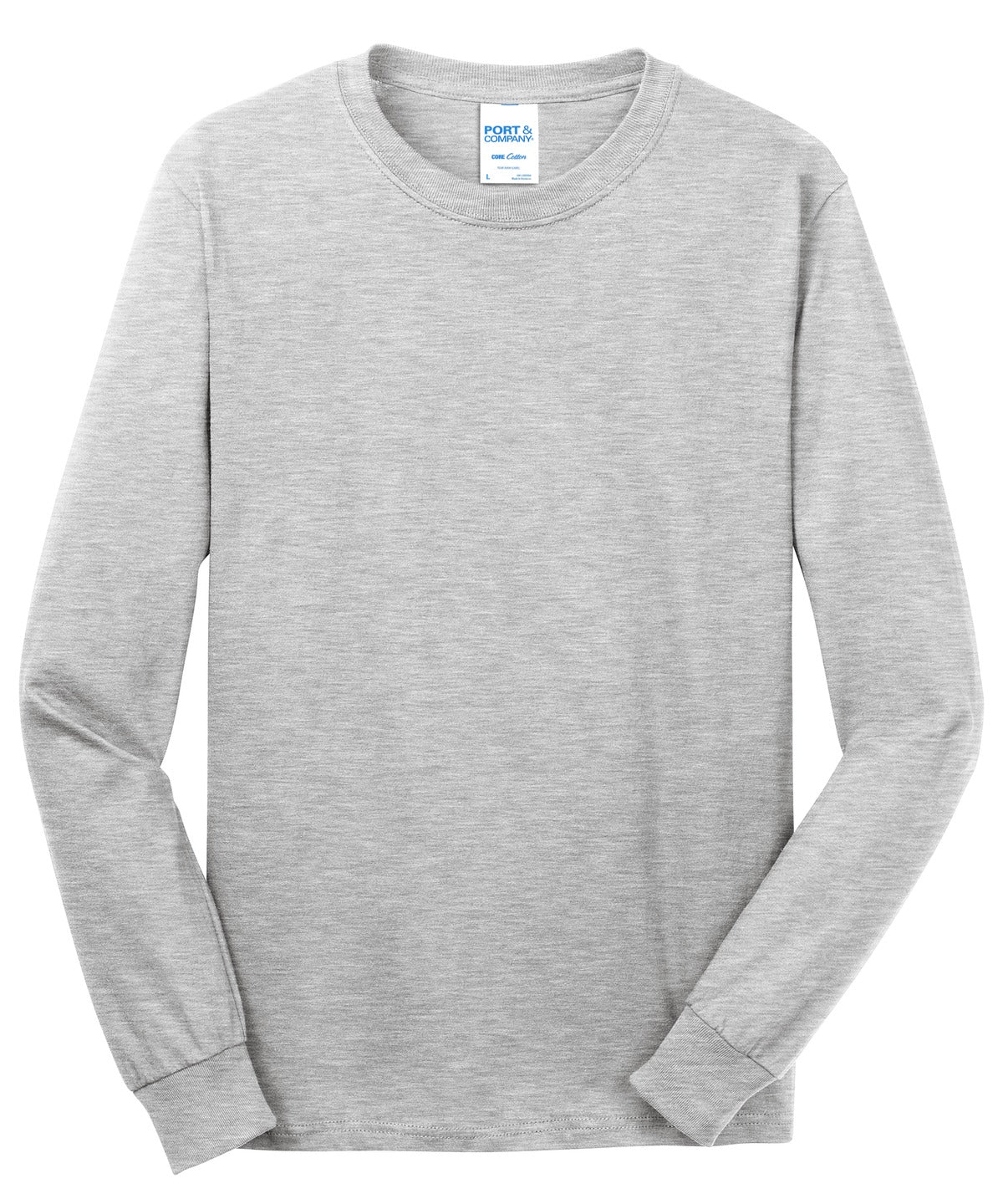 Port & Company Long Sleeve Core Cotton Tee. PC54LS Ash