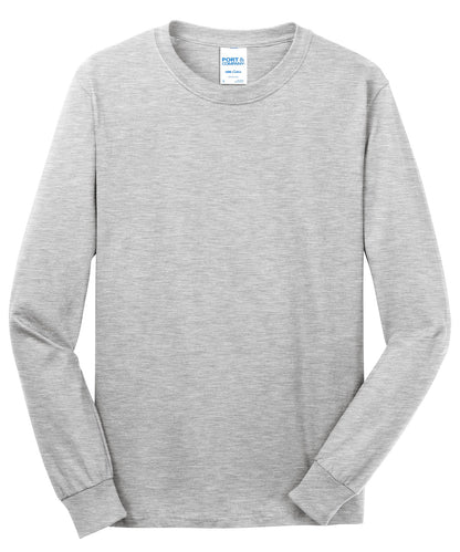 Port & Company Long Sleeve Core Cotton Tee. PC54LS Ash