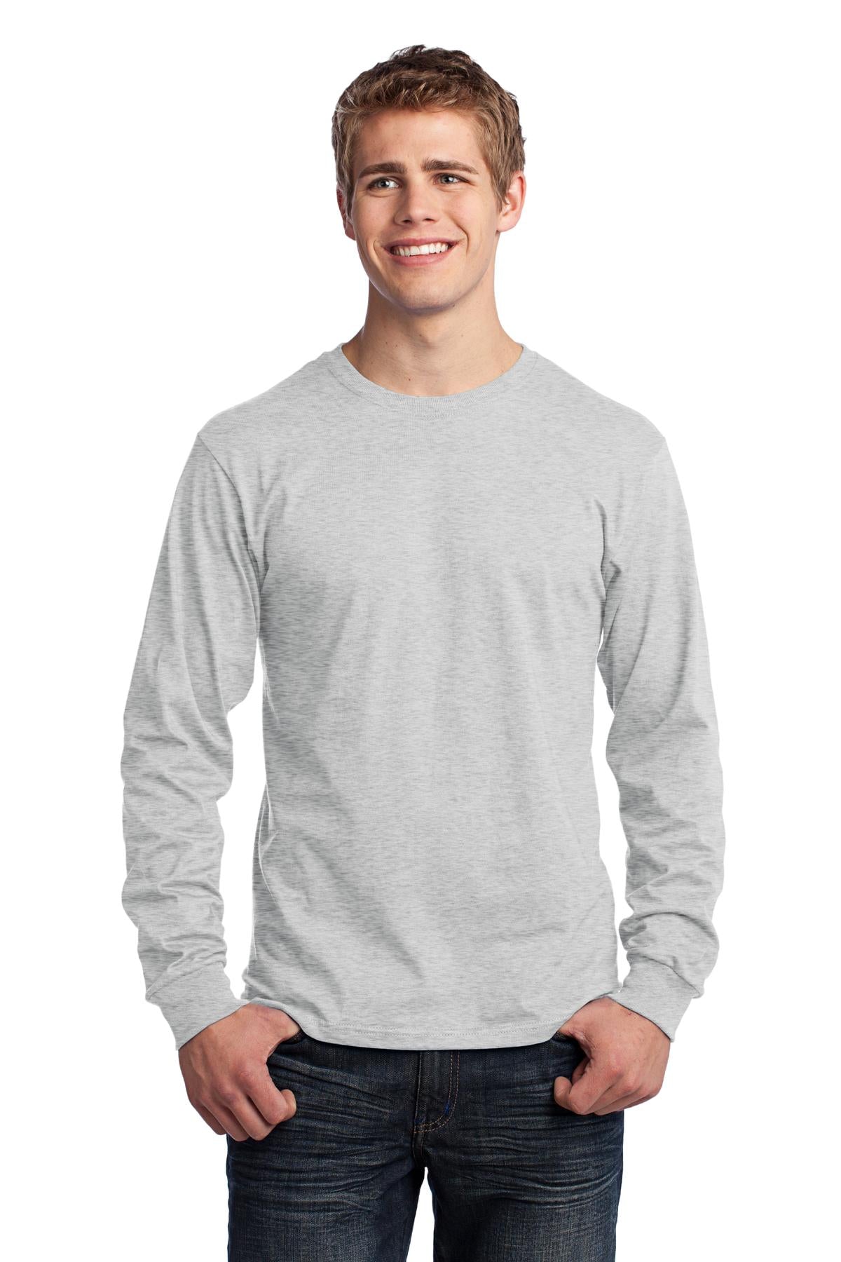 Port & Company Long Sleeve Core Cotton Tee. PC54LS Ash
