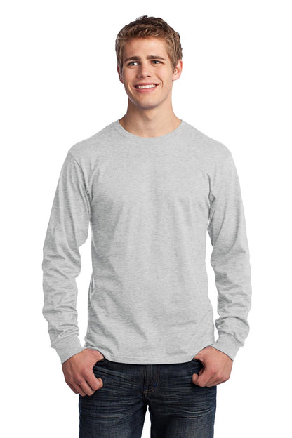 Port & Company Long Sleeve Core Cotton Tee. PC54LS Ash